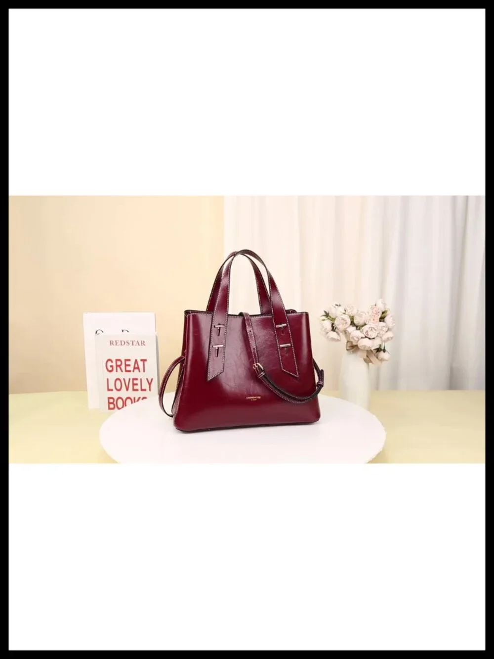 Genuine Leather Satchel Crossbody Handbag 3 Compartments